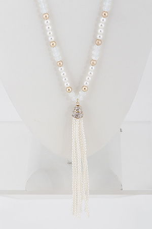 Long Beaded Necklace with Tassel Bead 6ACA5